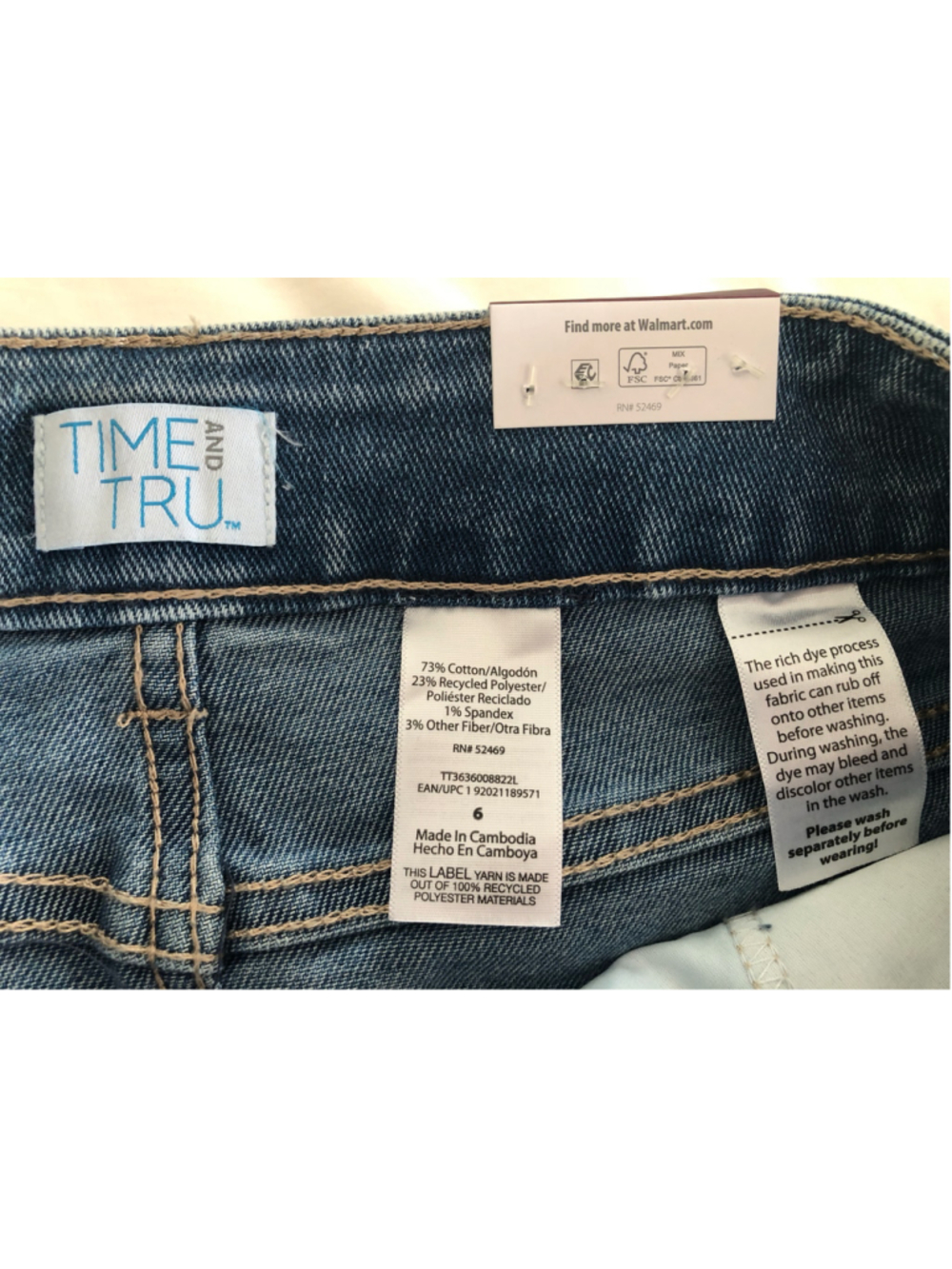 Size 6 Time and Tru Mini Denim Skirt Frayed Hem NWT Festival Concert Summer Y2K - Picture 3 of 8